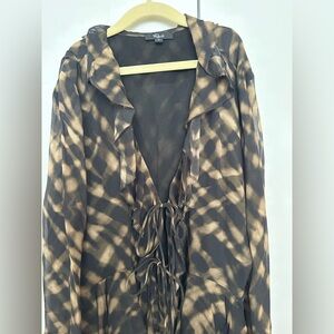 Rails Black and Brown Sheer Blouse